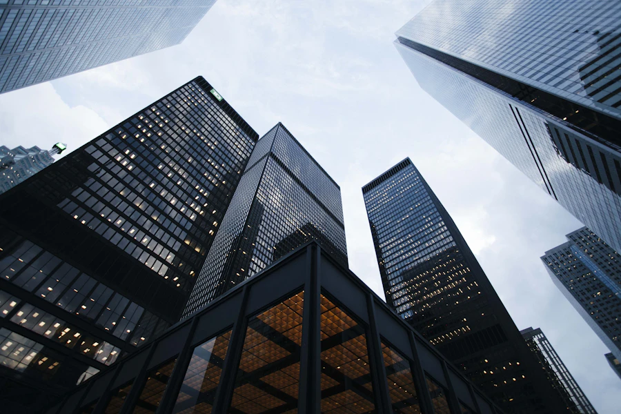 Modern commercial building with glass facade