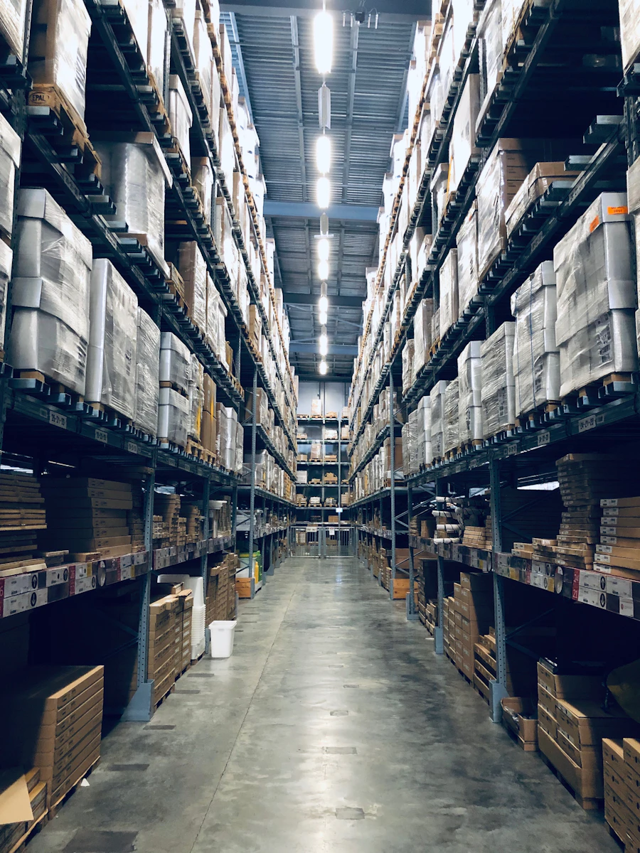 Large warehouse interior with maintained concrete floors